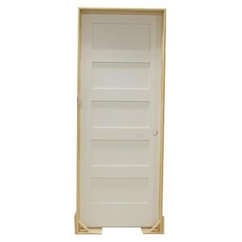 24 in x 80 in Shaker 5-Panel Solid Core Primed MDF Prehung Interior Door